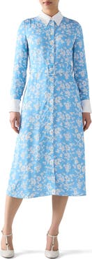 LK Bennett Kate Belted Long Sleeve Midi Shirtdress