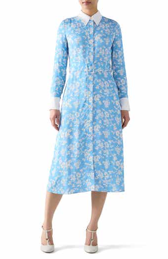 LK Bennett Kate Belted Long Sleeve Midi Shirtdress