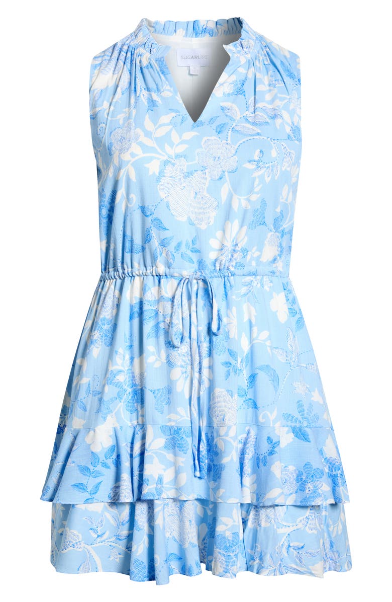 SUGARLIPS Seraphina Floral Mindi Ruffle Minidress, Alternate, color, White-Blue-Mul