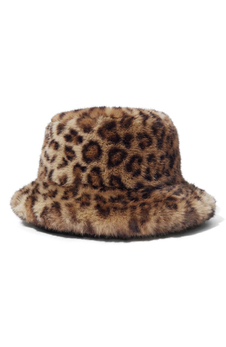 & Other Stories Leopard Print Faux Fur Bucket Hat, Main, color,