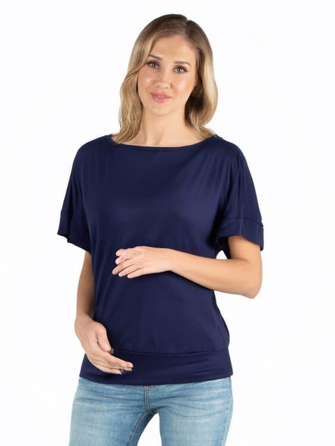Maternity Loose Fit Dolman Top with Wide Sleeves