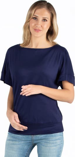 売れ筋商品|||２４セブンコンフォート カットソー トップス レディース Loose Fit Dolman Maternity Top with Wide Sleeves Turq 24seven Comfort Apparel Maternity Loose Fit Dolman Top with