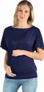 24seven Comfort Apparel Maternity Loose Fit Dolman Top with Wide Sleeves