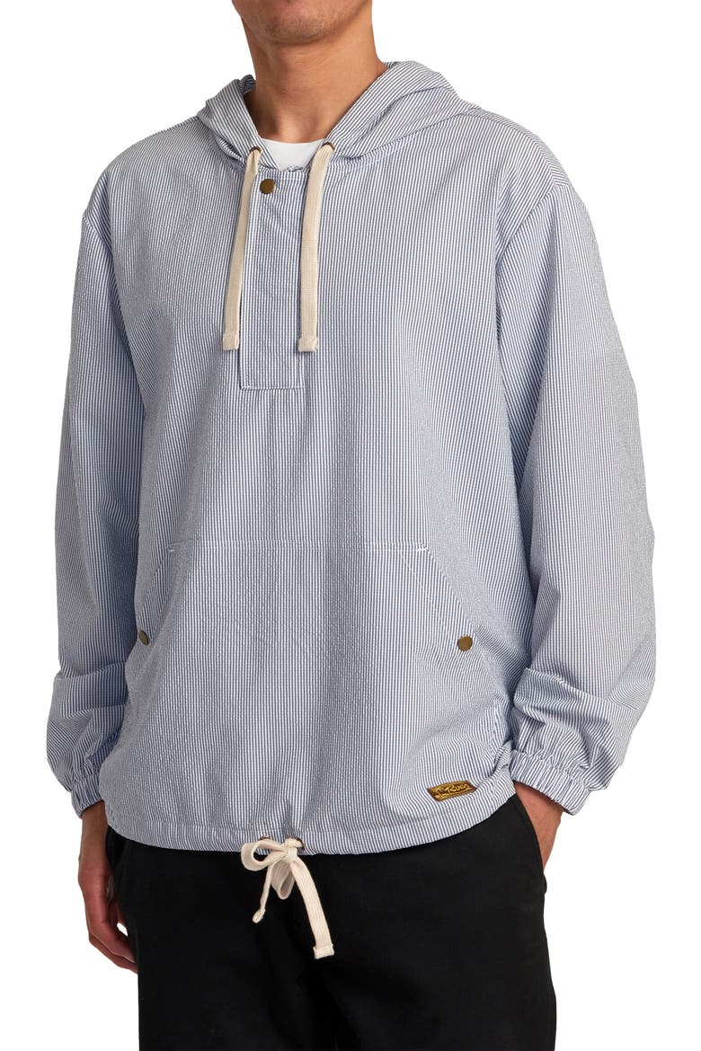 Exotica Pinstripe Hooded Anorak, Alternate, color, MAZARINE BLUE