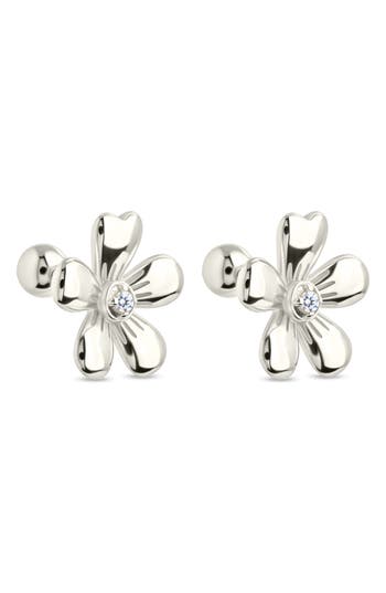Sterling Forever Jocelyn Cubic Zirconia Flower Stud Earrings In Silver