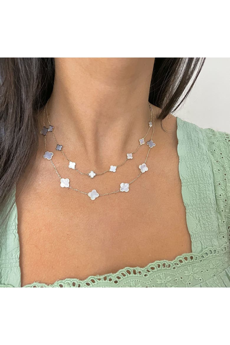 Mini Mother of Pearl Clover Necklace, Alternate, color, Mother of Pearl