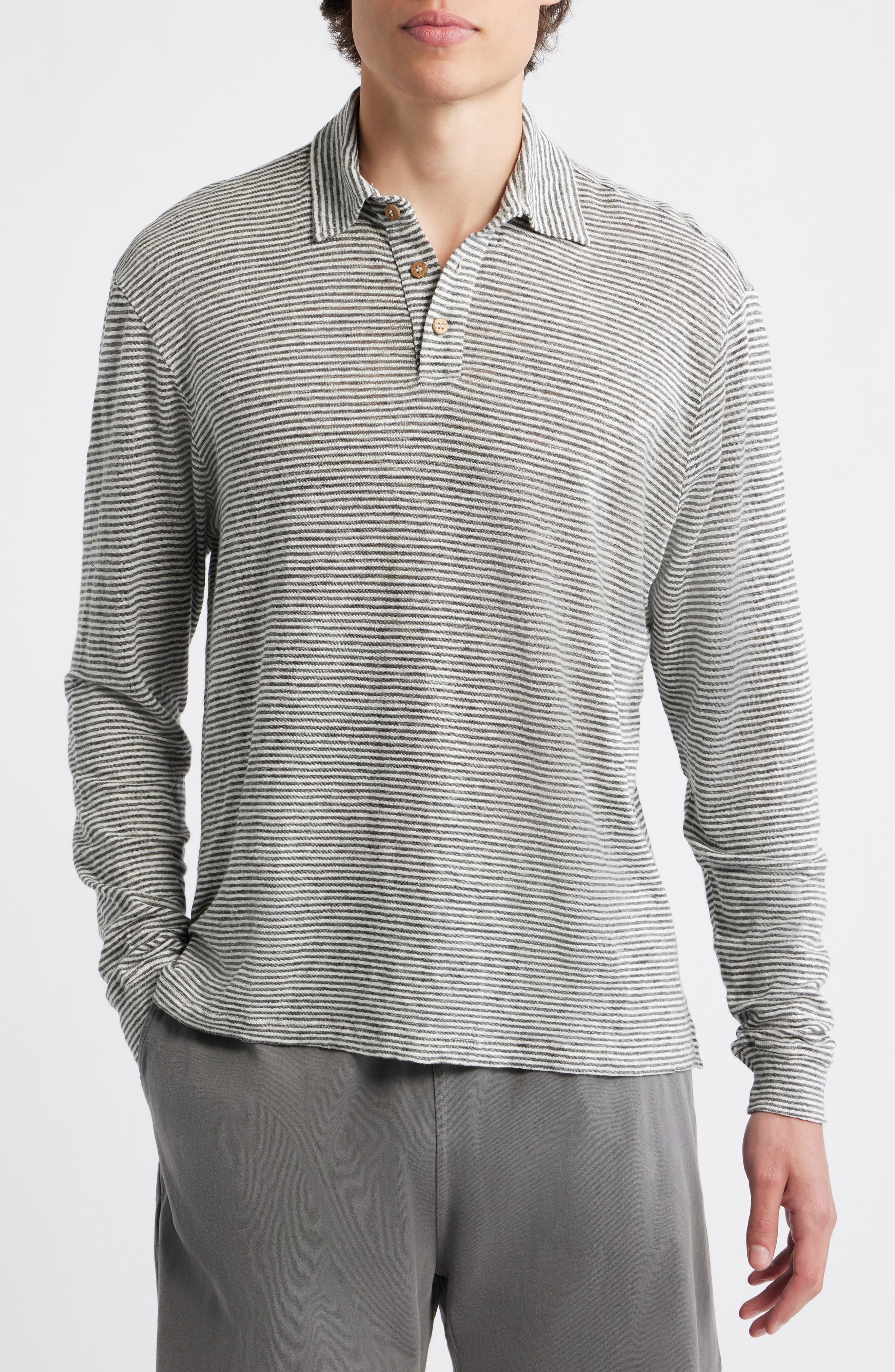 Linen Long Sleeve Polo - image 3