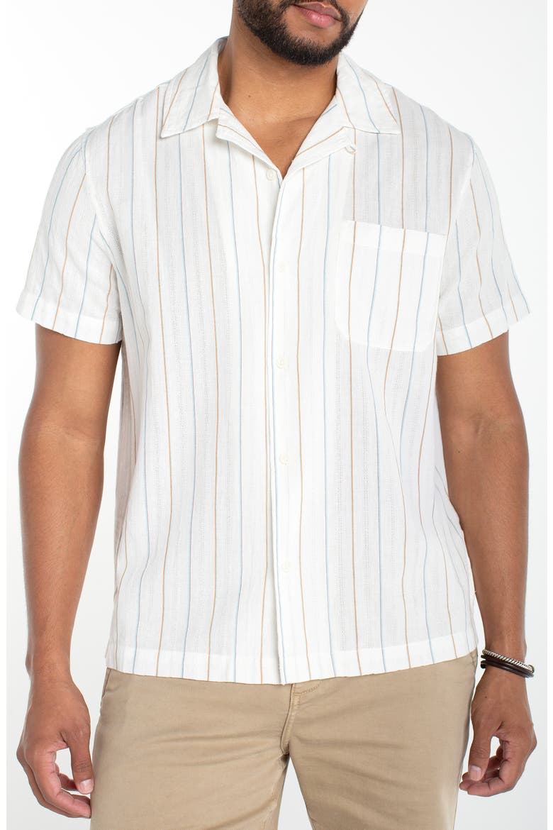 Stripe Camp Shirt, Main, color, IVORY AQUA STRP