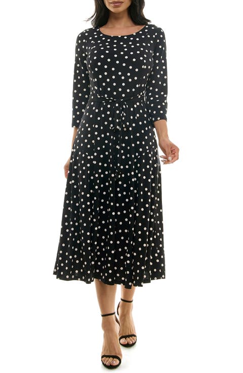 Sylvia Printed Tie Waist Midi Dress