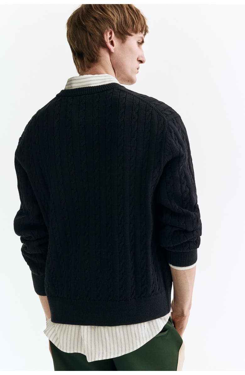 H&M Regular Fit Cable-knit Jumper, Alternate, color, Navy Blue