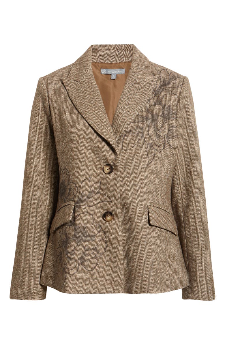 Wit & Wisdom Floral Herringbone Blazer, Alternate, color, Cold Brew Stone