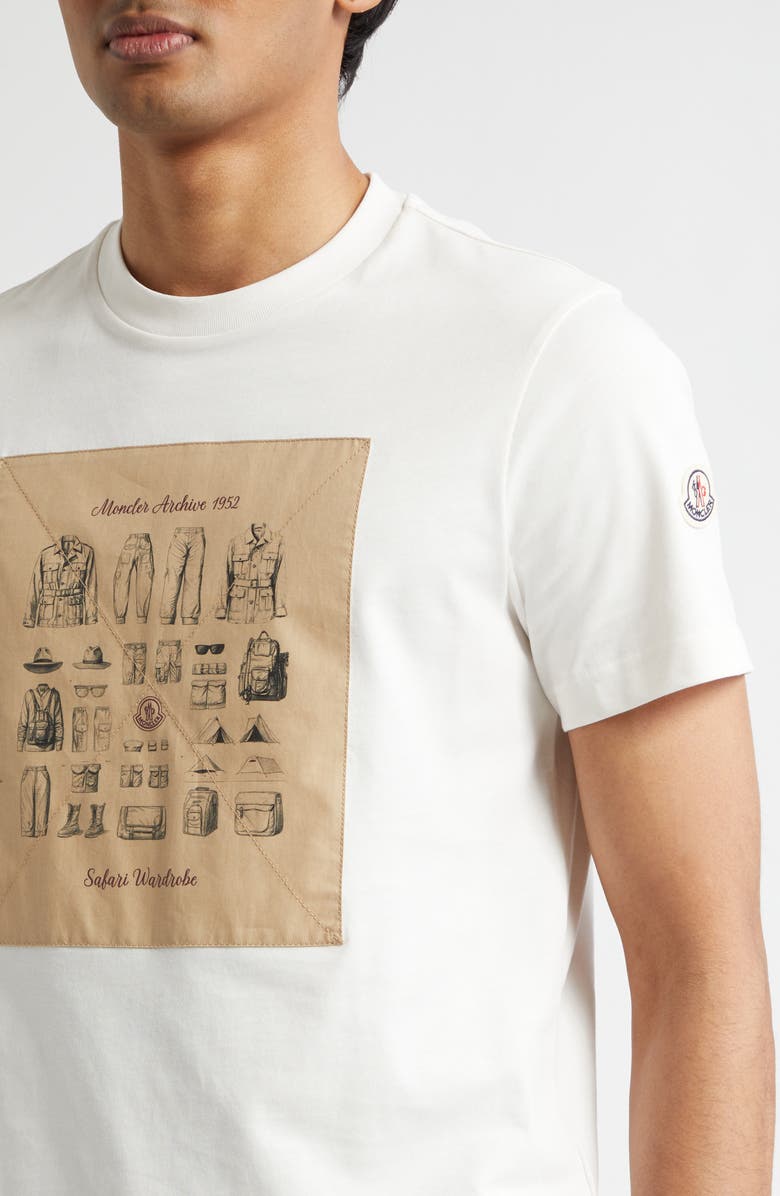 Moncler Safari Graphic T-Shirt, Alternate, color, Silk White