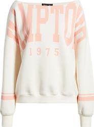 Vinyl Icons Hamptons Off the Shoulder Graphic Sweatshirt