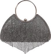 BERNESS Circle Handle Rhinestone Fringe Clutch