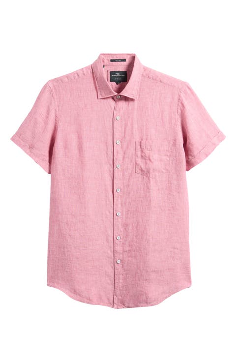 Palm Beach Sports Fit Short Sleeve Linen Button-Up Shirt