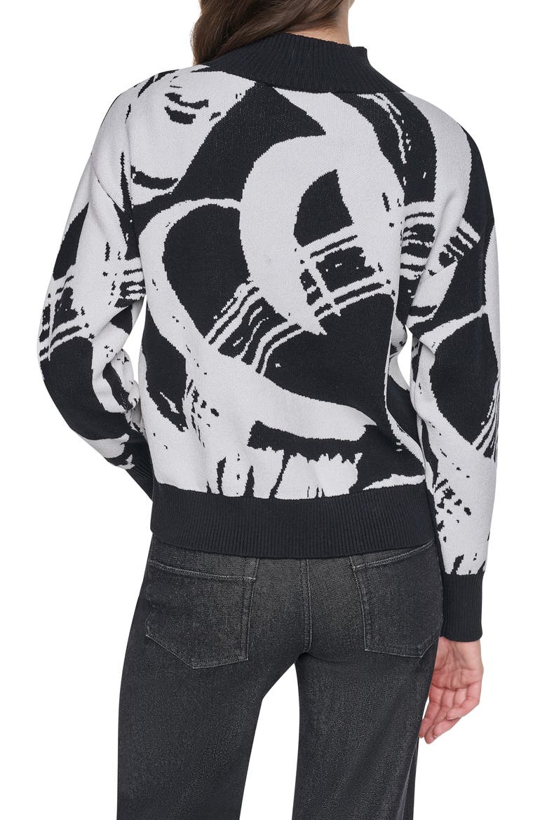 Brushstroke Mock Neck Sweater, Alternate, color, BLK/ IVY