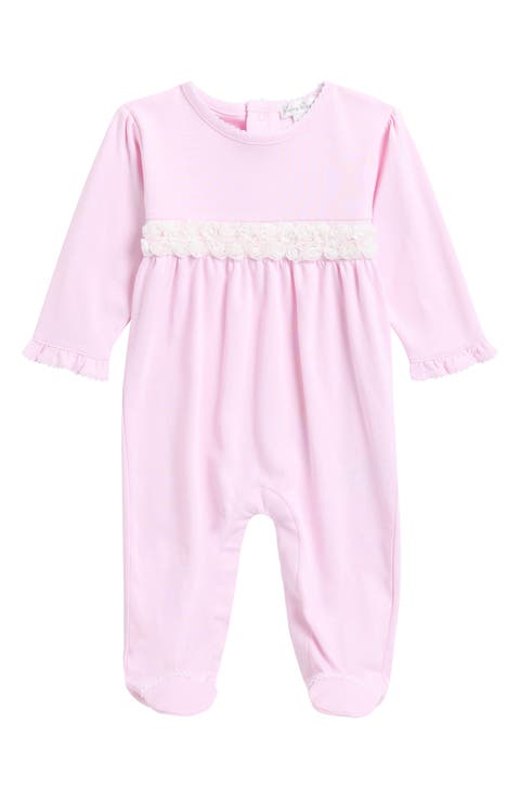 Elys & Co Jersey Pink Cotton Daisy Footie & Hat