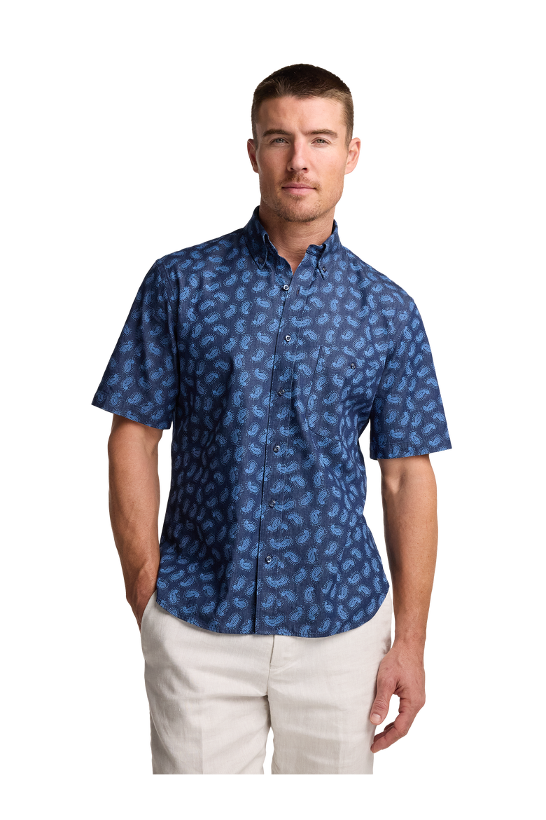 Slim Fit Cotton Denim Casual Shirt, Alternate, color, Dark Navy