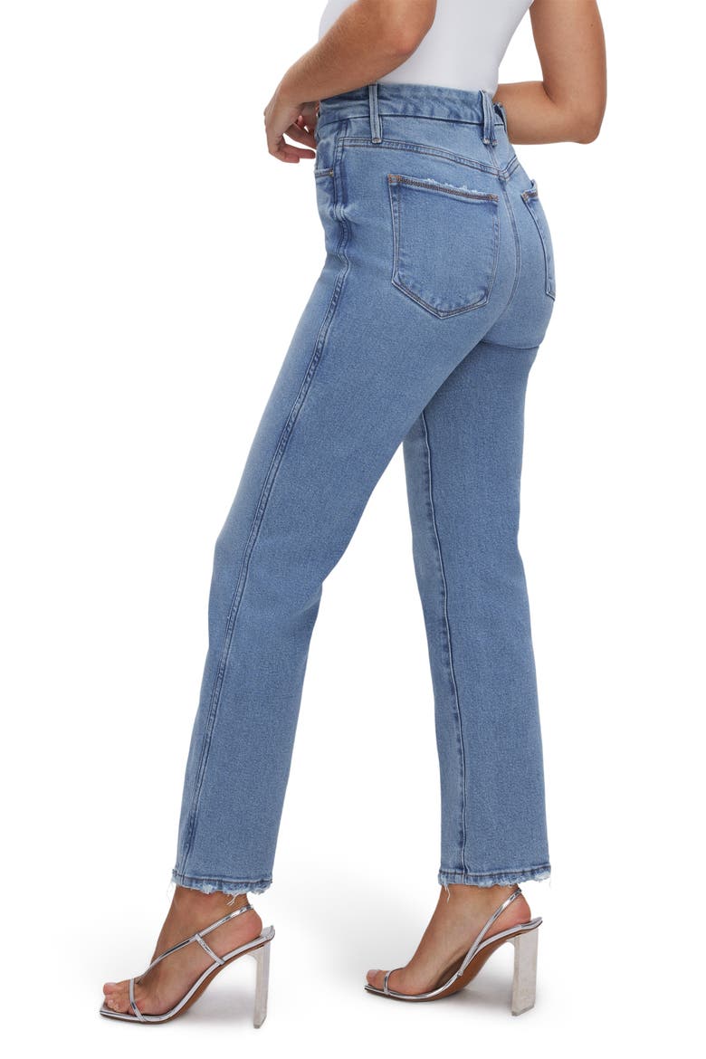 Good Curve High Waist Distressed Straight Leg Jeans, Alternate, color, BLUE089