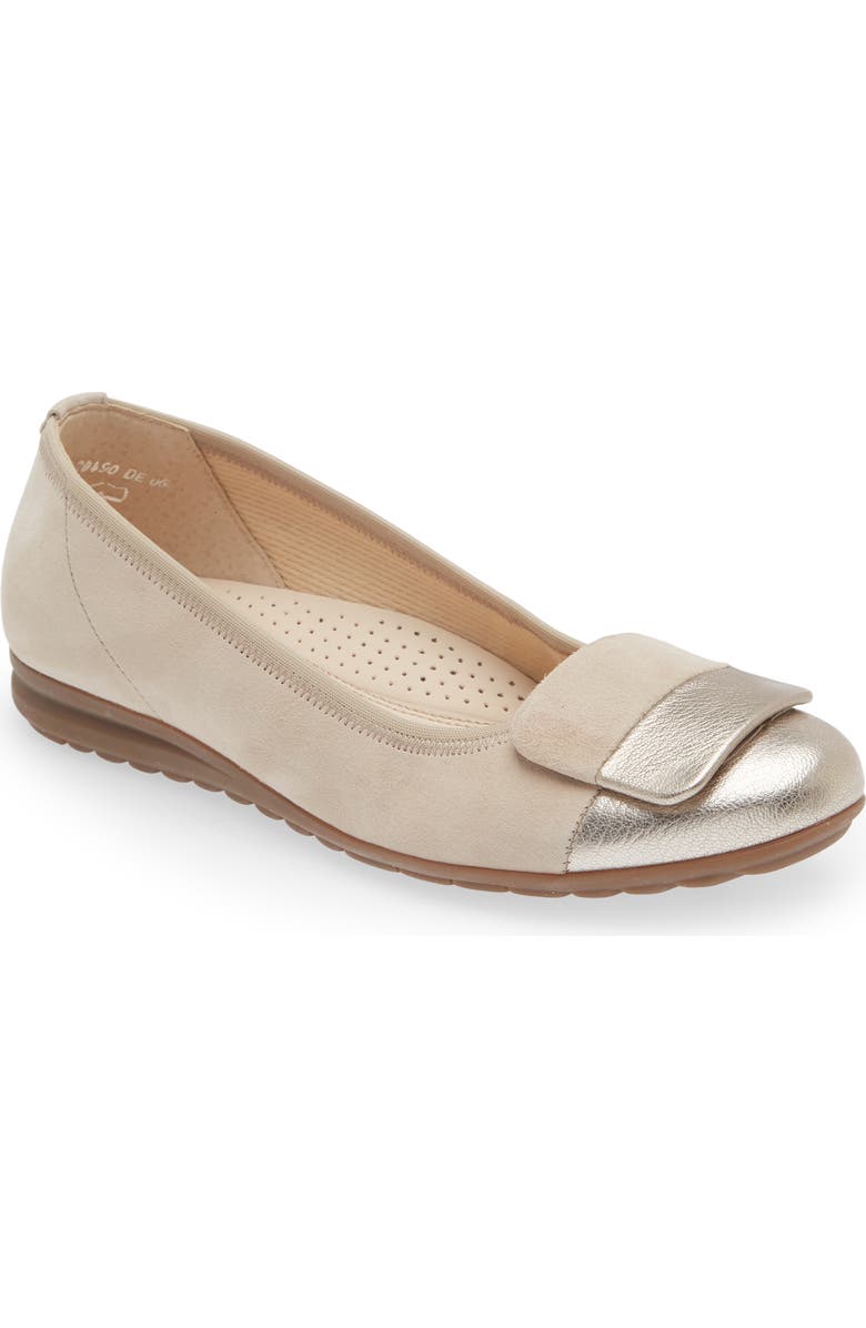 Gabor Metallic Ballet Flat, Main, color, Beige