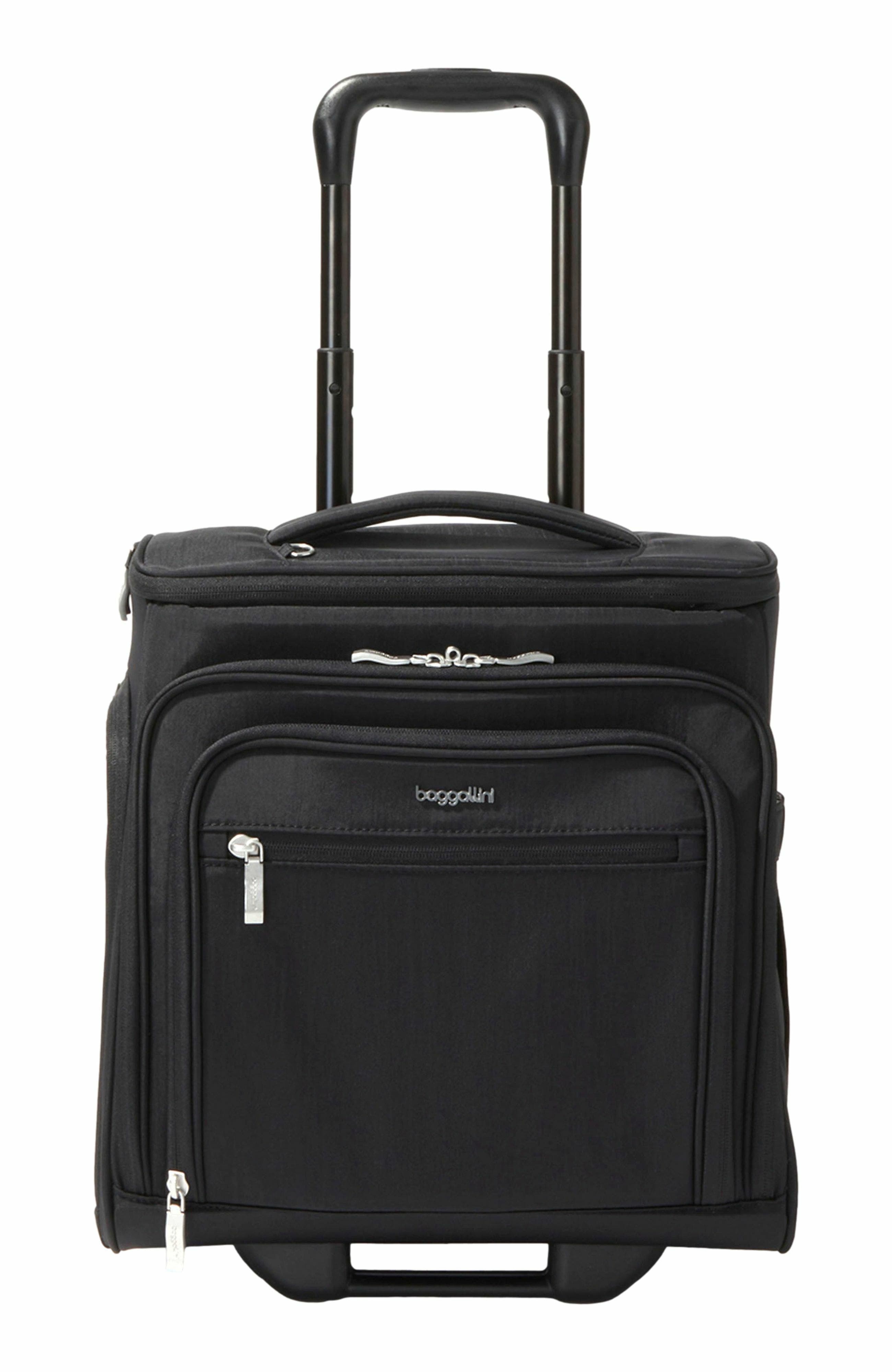 BAGGALLINI Expandable Underseat Carry-On Suitcase, Main, color, Black