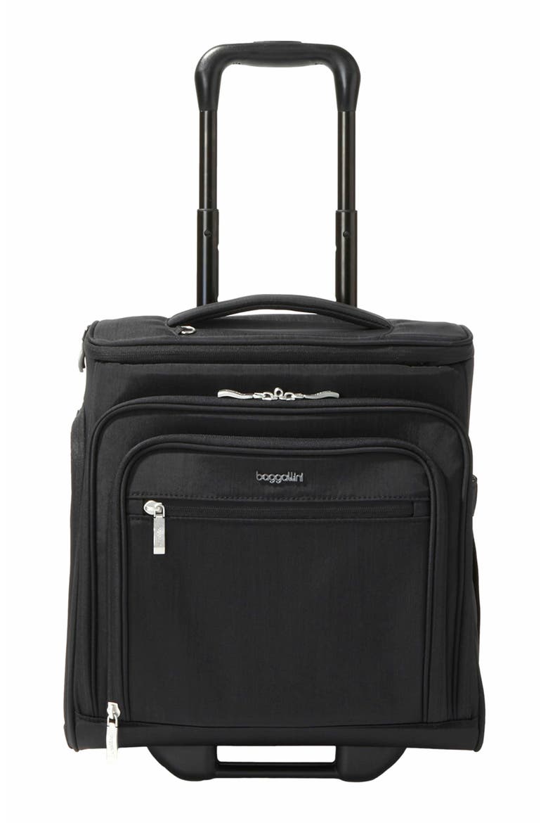 Expandable Underseat Carry-on Suitcase, Main, color, Black