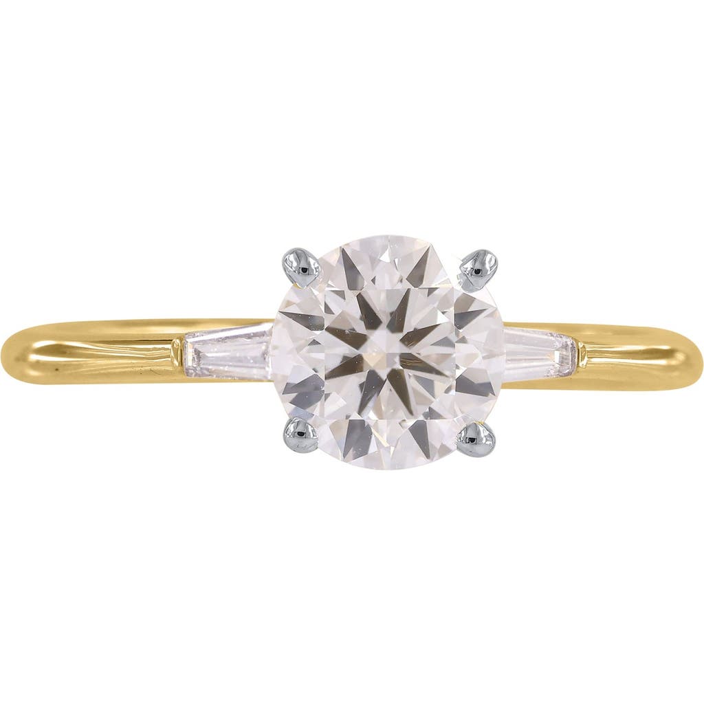 Luvmyjewelry Piper 14k Yellow Gold Round Cut Lab Grown Diamond Tapered Baguettes Engagement Ring