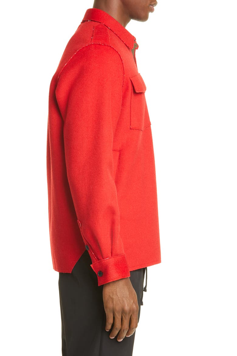 Ike Military Wool Blend Flannel Overshirt, Alternate, color, RED