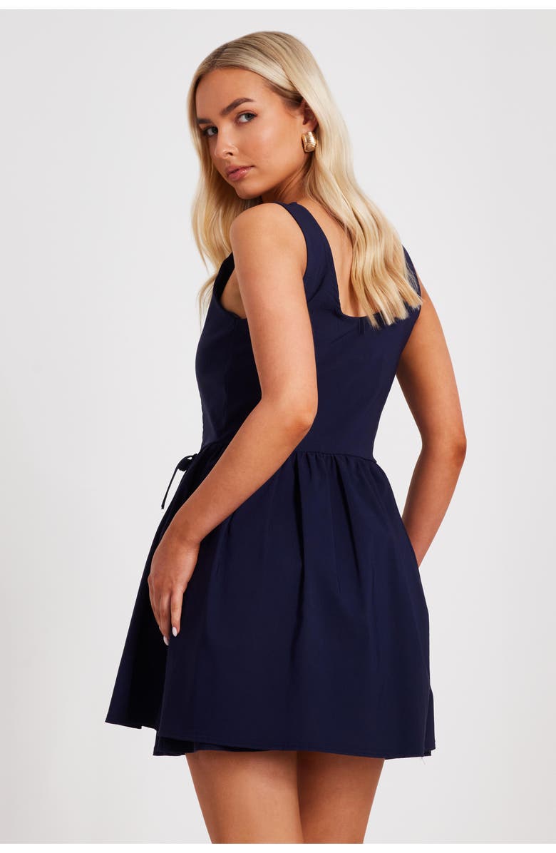 QUIZ Bengaline Double Layer Mini Dress, Alternate, color, Navy