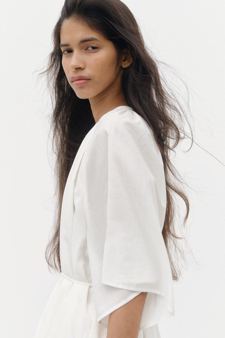 Tie-belt Shirt Dress, Alternate, color, Cream