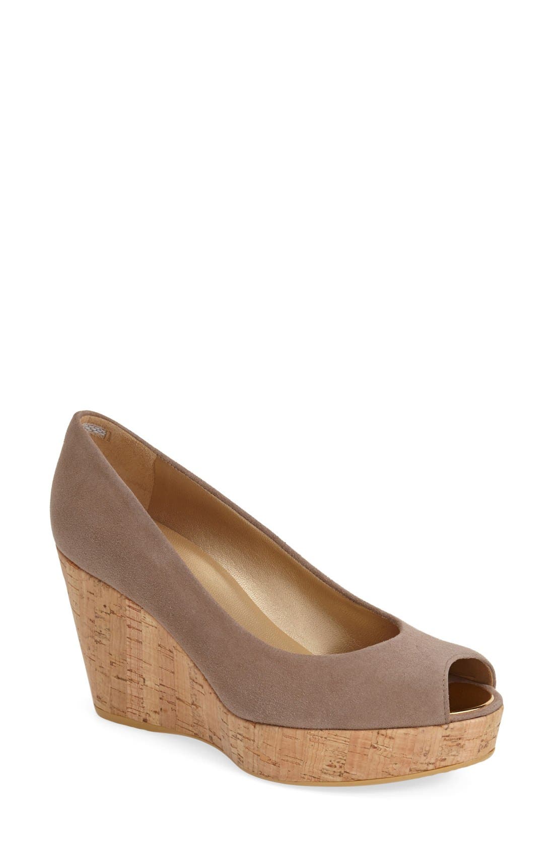 Stuart Weitzman 'Anna' Peep Toe Platform Wedge, Main, color, 