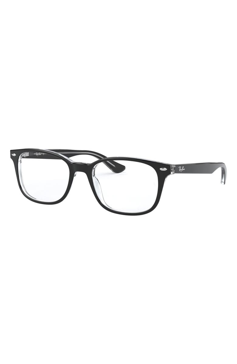 Ray-Ban 51mm Square Optical Glasses, Alternate, color, Top Black