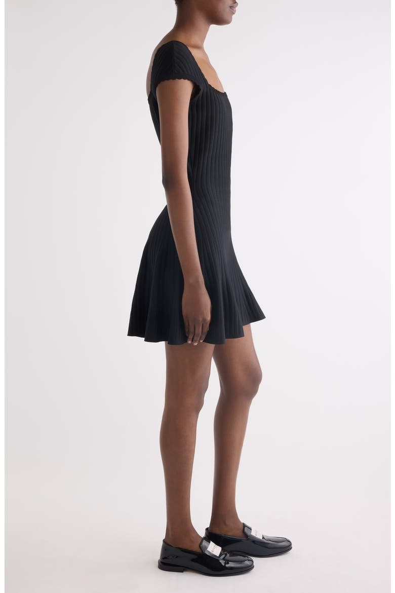 Cap Sleeve Knit Fit & Flare Dress, Alternate, color, BLACK