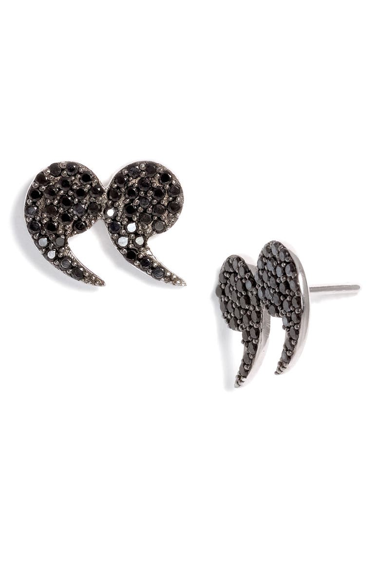 'Bejewelled' Pavé Stud Earrings, Main, color, BLACK