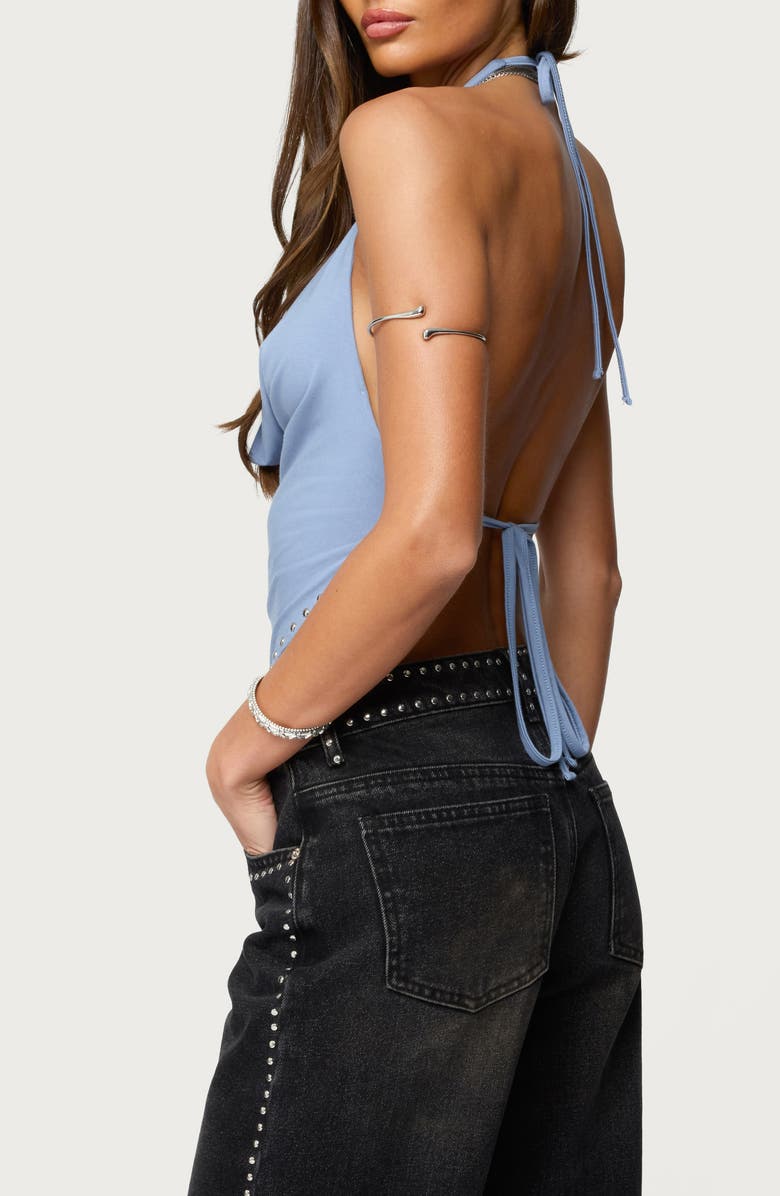EDIKTED Zenya Stud Detail Cowl Neck Backless Halter Top, Alternate, color,