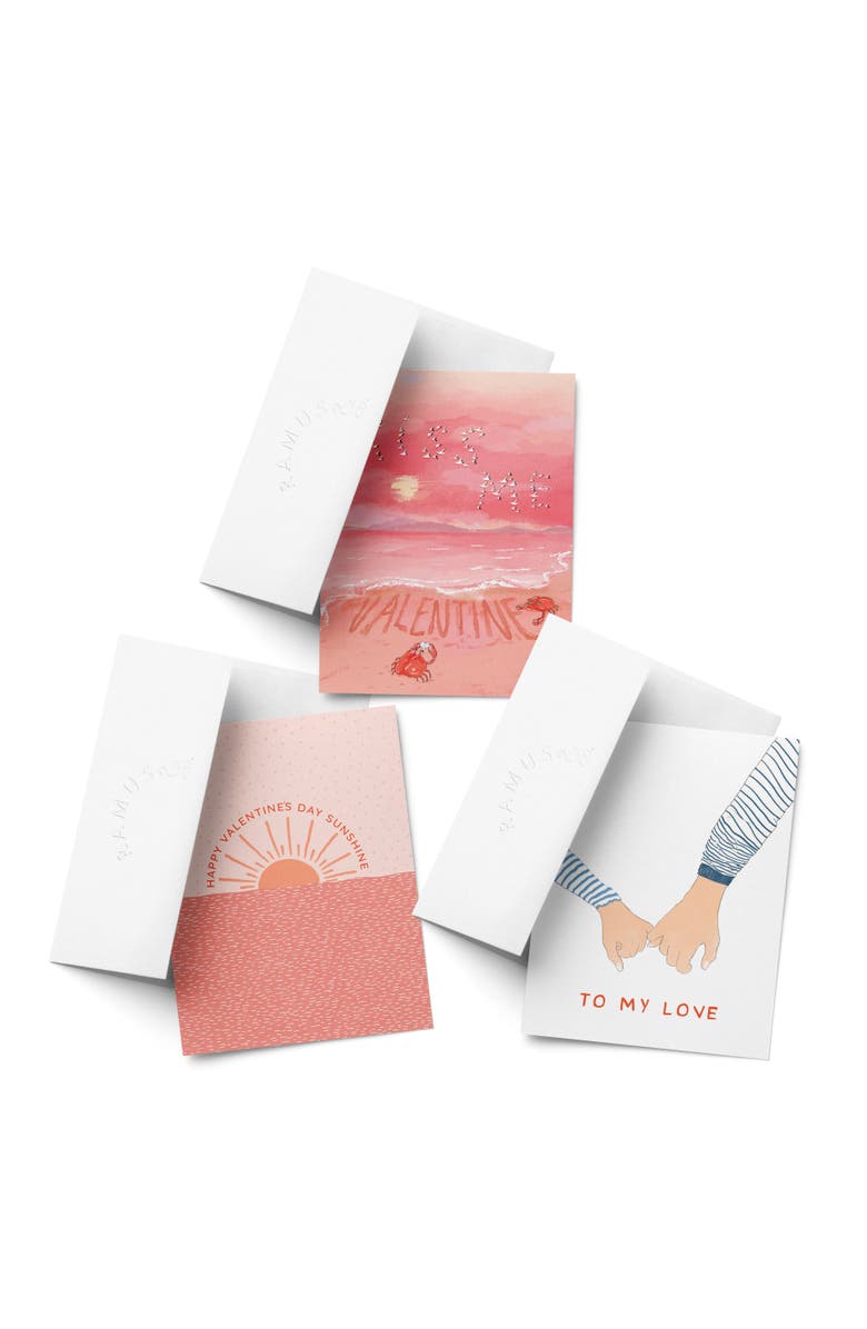 Ramus & Co Valentine's Day Friendship Greeting Card Pack Sets, 'Kiss Me Valentine Crabs, Sunshine Valentine, To My Love', Main, color, Multi-Pack