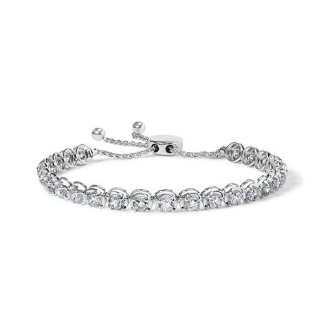 14K White Gold 6.00 Cttw Diamond 4”-10” Bolo Tennis Bracelet