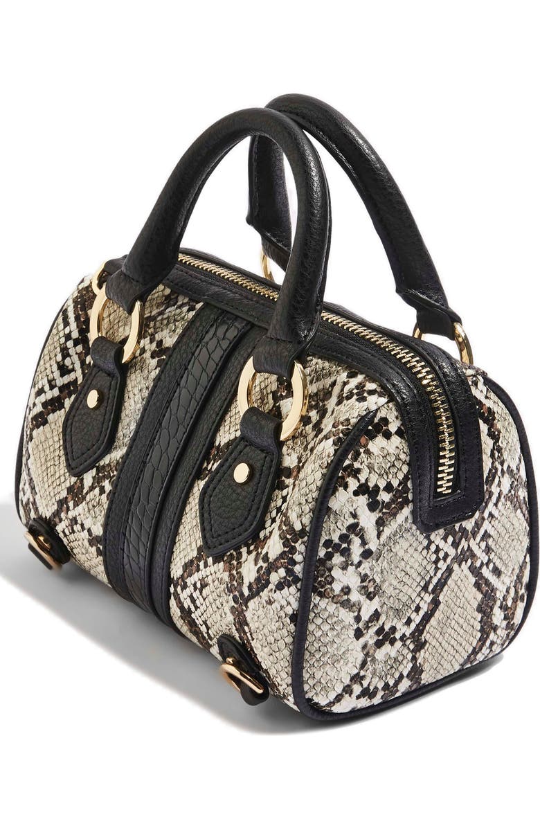 Topshop Faux Snakeskin Bowler Bag, Alternate, color,