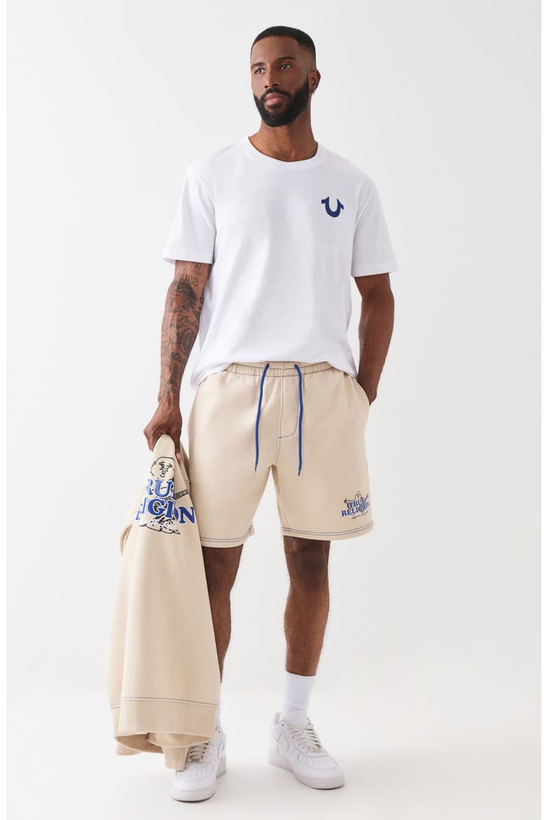Buddha Contrast Fleece Shorts, Alternate, color, FOG