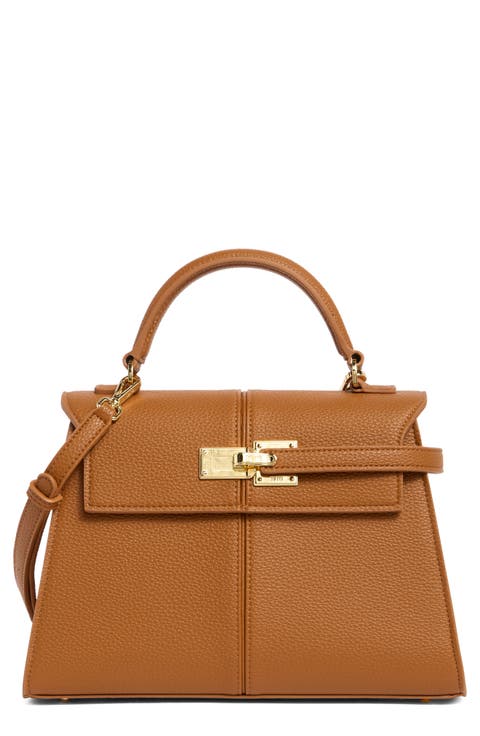 Large Elise Faux Leather Top Handle Bag