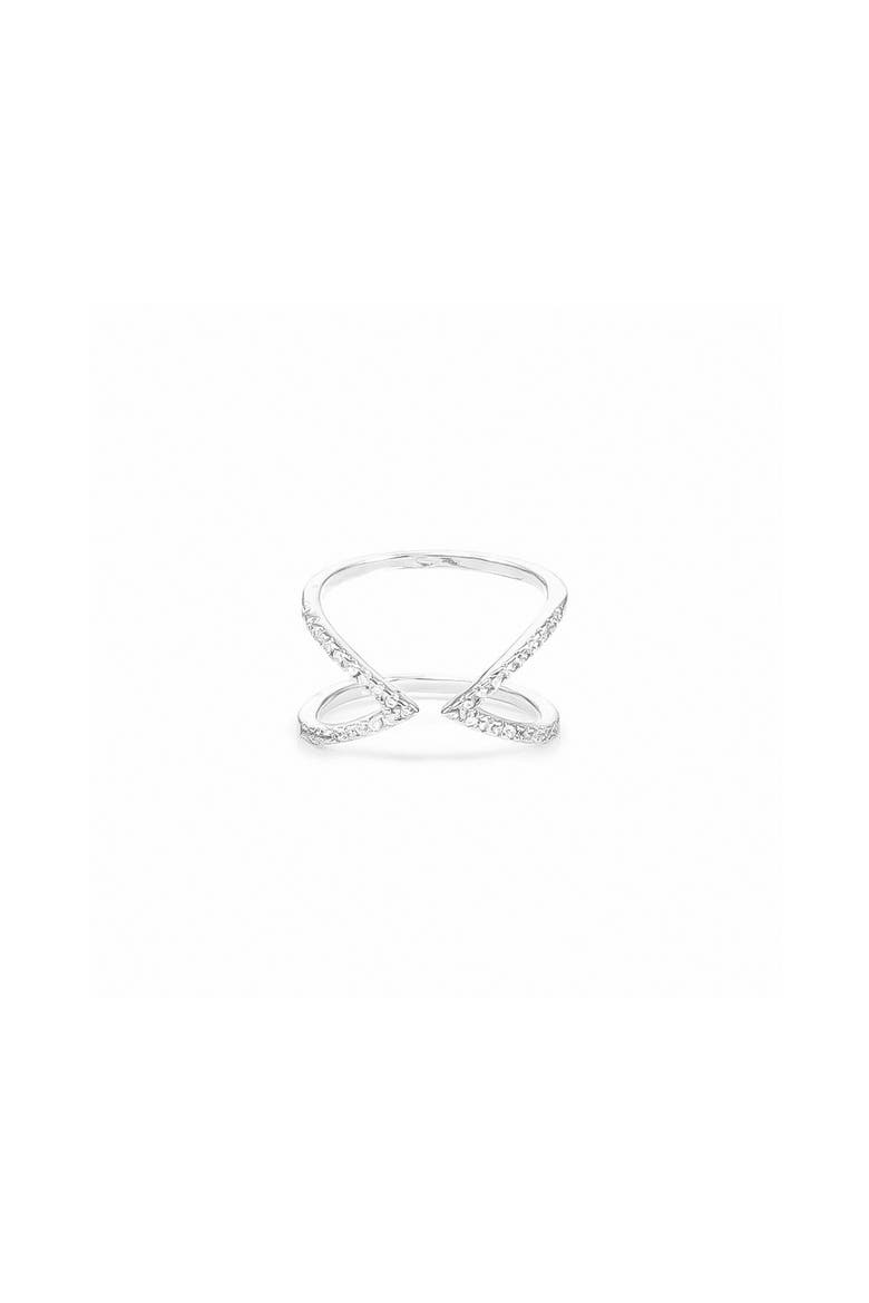 14k Gold Plated Claire Ring Dainty Sparkle Minimalist Trendy, Main, color, Silver