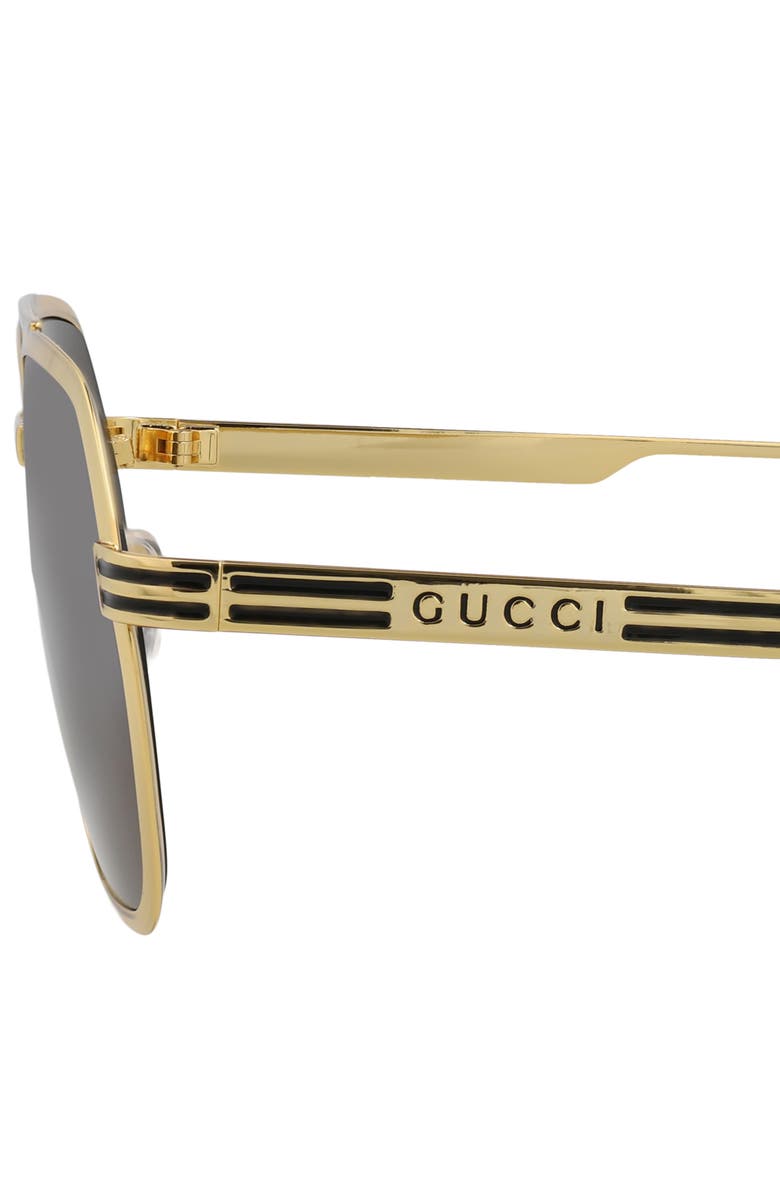 Gucci 60mm Pilot Sunglasses, Alternate, color, Gold Gold Brown