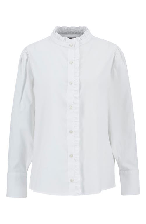 Barbour Embleton Ruffle Cotton Button-up Shirt In White