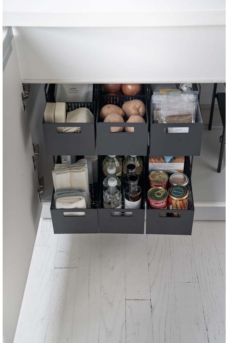 Two-Tier Cabinet Storage Basket, Alternate, color, BLACK