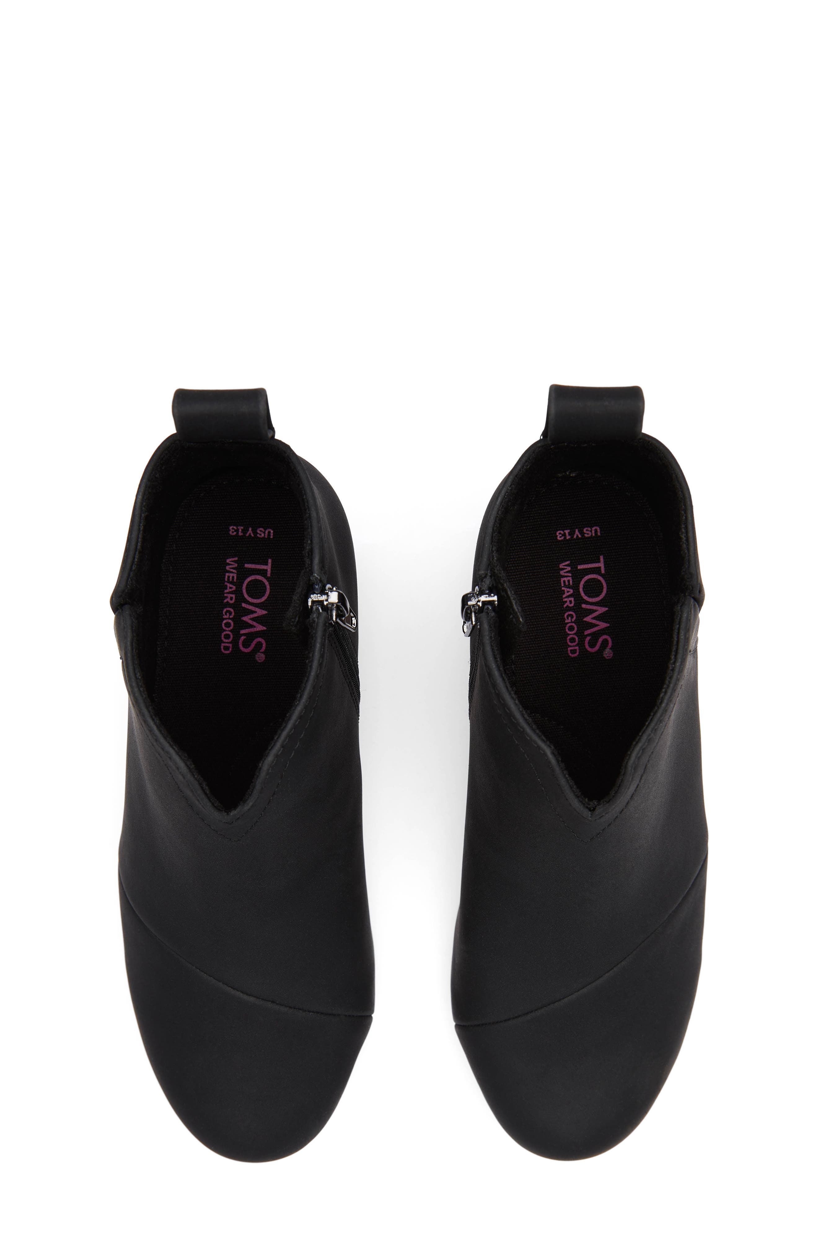 TOMS Kids' Clare Zip Wedge Bootie, Alternate, color, Black