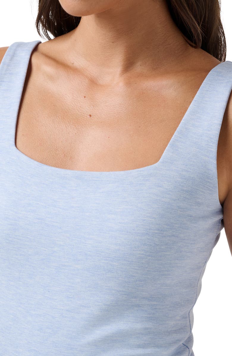 TravisMathew Friday Sleeveless Ponte Midi Dress, Alternate, color, Heather Brunnera Blue