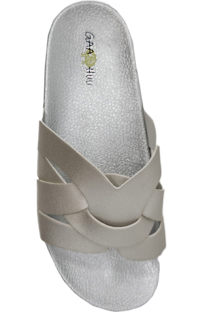 GAAHUU Crisscross Strap Slide Sandal, Alternate, color, Silver