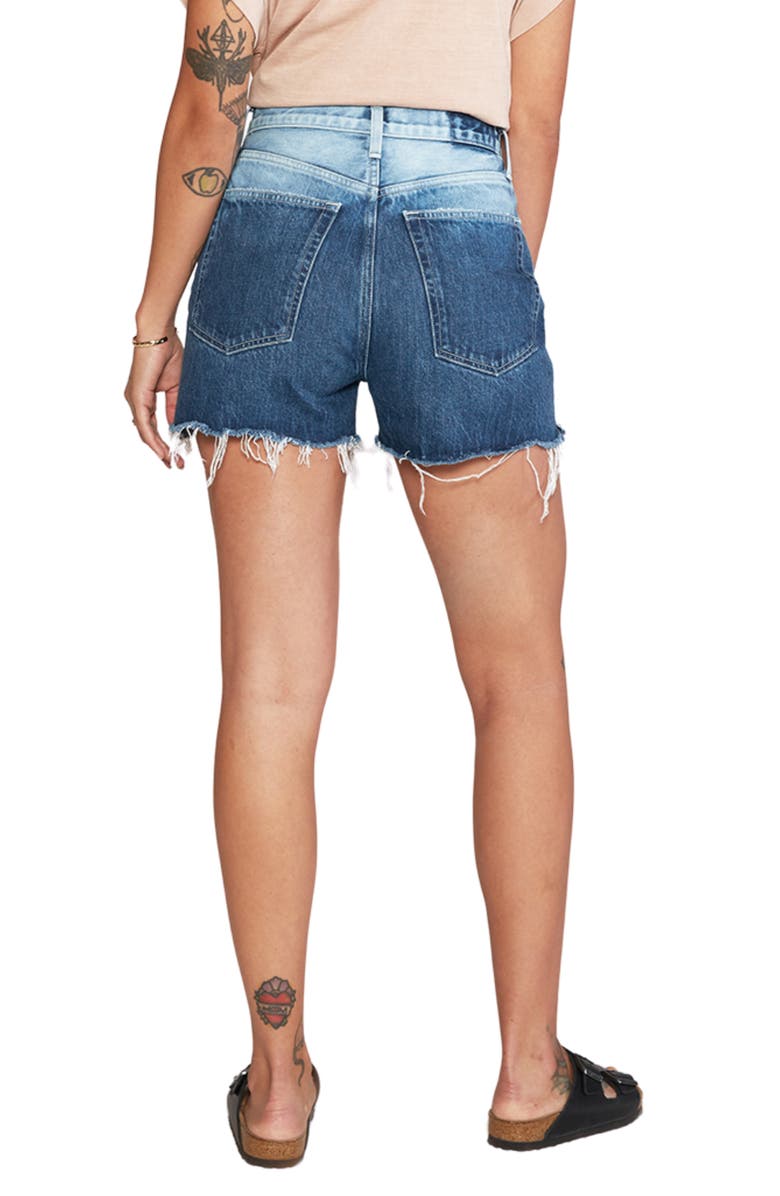 ÉTICA Fern High Waist Cutoff Organic Cotton Denim Shorts, Alternate, color, 