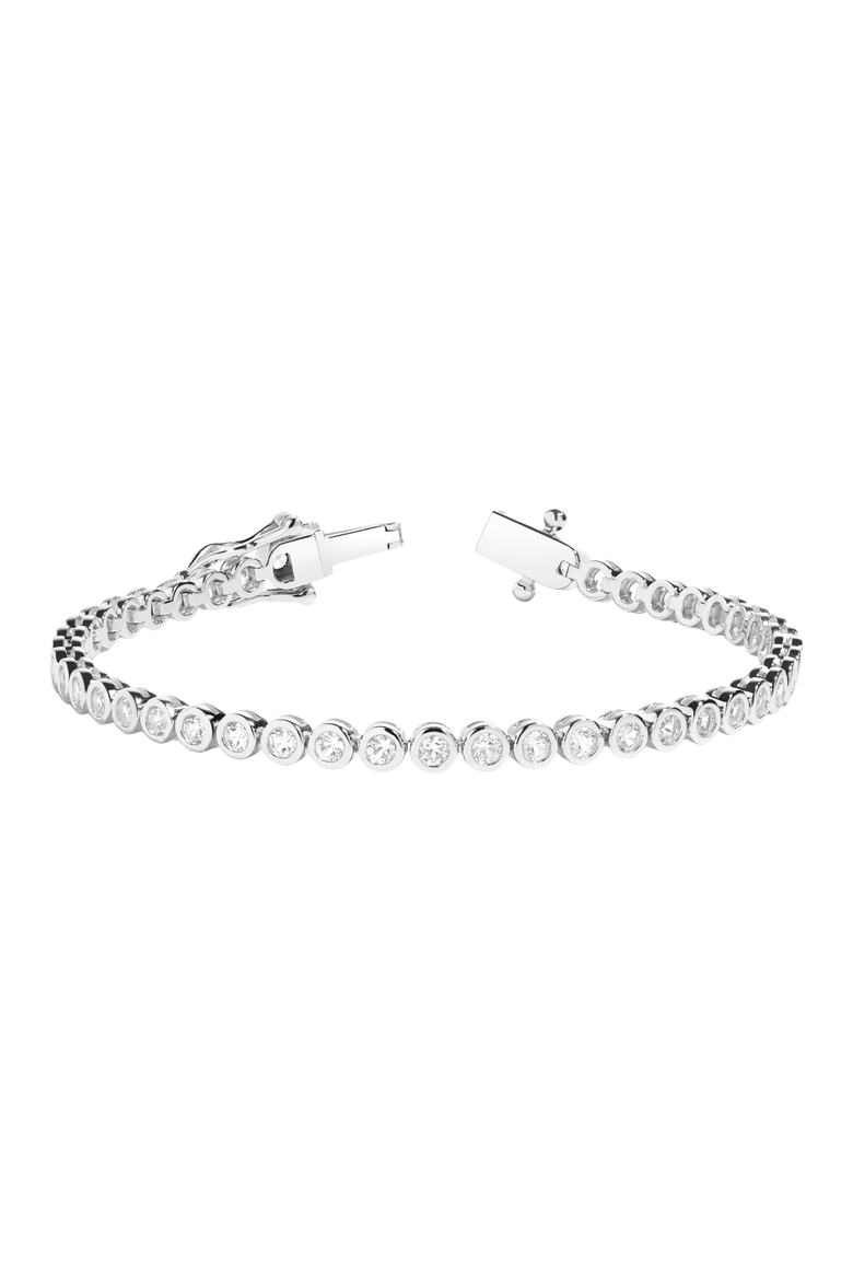 Lab Grown White Sapphire Bezel Tennis Bracelet, Alternate, color, Sterling Silver