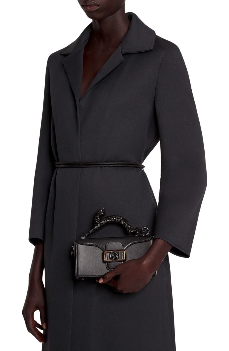 Lanvin Nano Pencil Cat Leather Bag, Alternate, color, Black